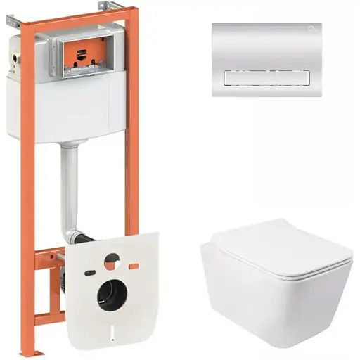 Набір Q-tap інсталяція 3 в 1 Nest QT0133M425 з панеллю змиву лінійною QT0111M08381CRM + унітаз з сидінням Crow QT05335170W - фото 1