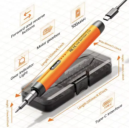Аккумуляторная отвертка 46 в 1 с магнитными битами. Черная - фото 10