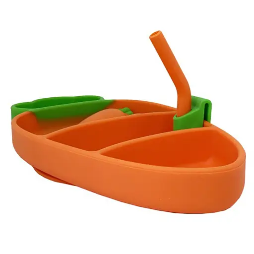 Дитяча силіконова тарілка з приладами "Морква" MGZ-0121 - фото 2