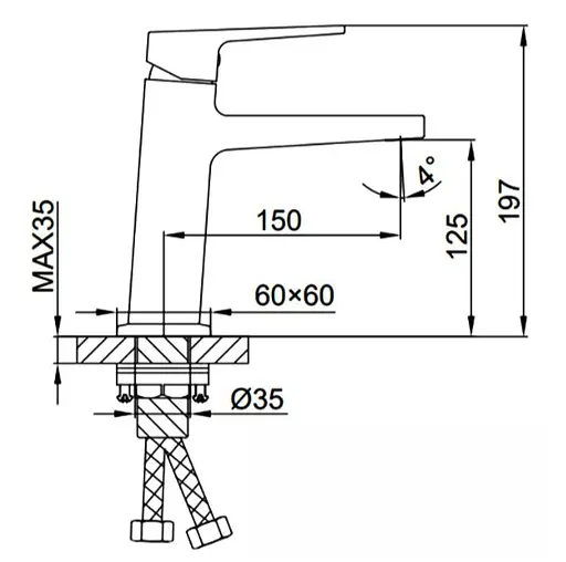 Змішувач для умивальника FAOP A1009-6 - фото 2