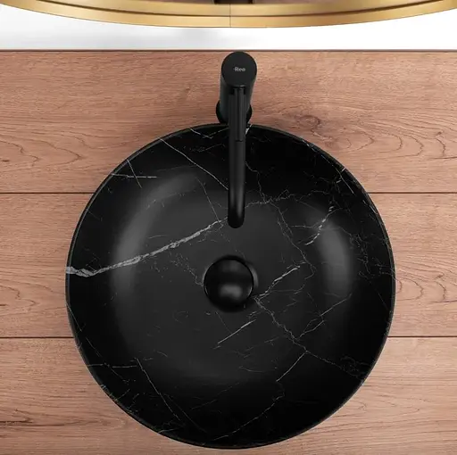 Умивальник Rea Fibo black matt накладний REA-U3301, Чорний матовий - фото 4