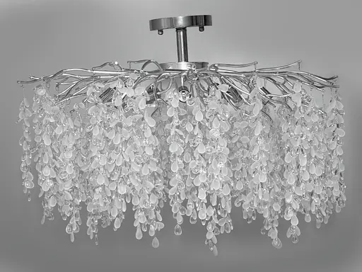 Сучасна алюмінієва кришталева люстра "Гліцинія", 9 ламп, хром - фото 1