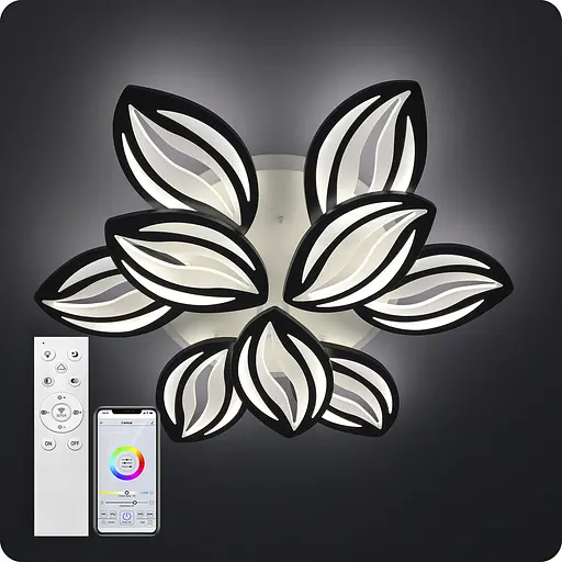 Люстра светодиодная 517 Light 3color с пультом 180Вт Черный (01454) - фото 2