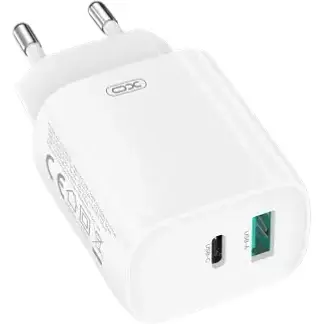Мережевий зарядний пристрій XO CE29 20W 1USB-A+1USB-C Fast Charger with TYPE-C cable (NB-Q231A) Білий - фото 1