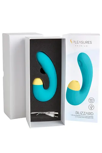 Вакуумний стимулятор клітора з вібрацією Pleasures Premium Blizzard (бірюзовий) - фото 8