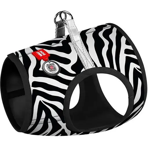 Шлея для собак Waudog Clothes м'яка з QR паспортом, малюнок "Зебра", XS2
