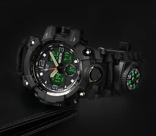 Наручные часы мужские с компасом Besta Life Pro AllBlack Черный (3085) - фото 4