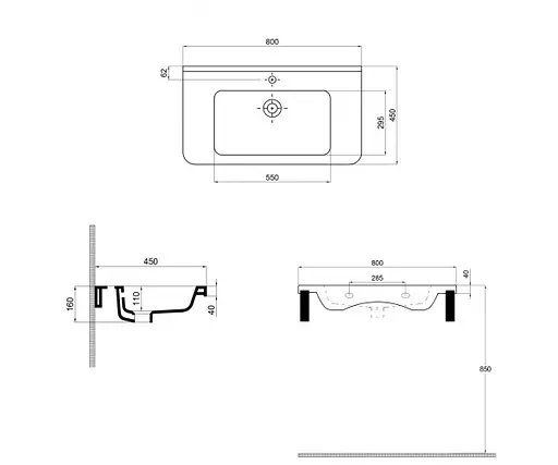 Умивальник Sanwerk Space Line 80x45 (UV0000157), Білий - фото 2