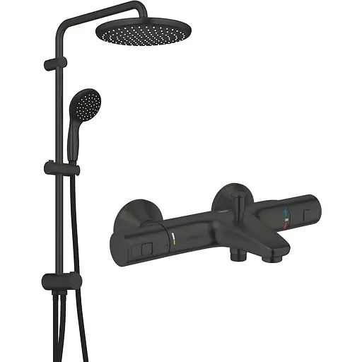 Душова система Grohe Vitalio Start System 250 Cube + термостат для ванни Precision Start UA303904TR, Чорний матовий - фото 1