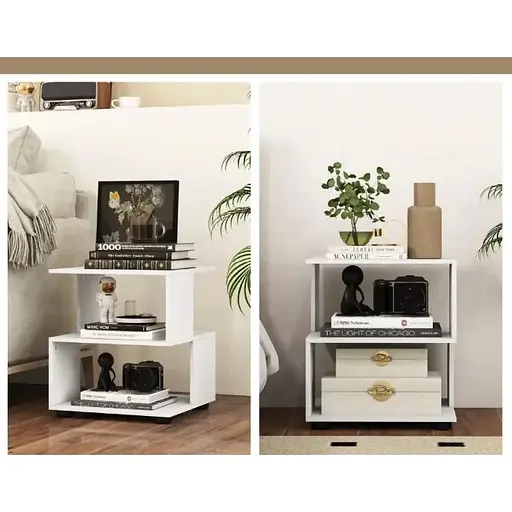 Журнальний столик Costway Luna 3-рівневий білий - фото 2