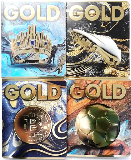 Зошити учнівські 48 аркушів клітинка серія SUPER GOLD (конгревне тиснення з УФ-лак покриттям,гібридний 3Д-лак,друк по срібній фользі,глянцевий лак) МІКС-2, ТМ Фемілі Лайн, 10 шт. в упаковці