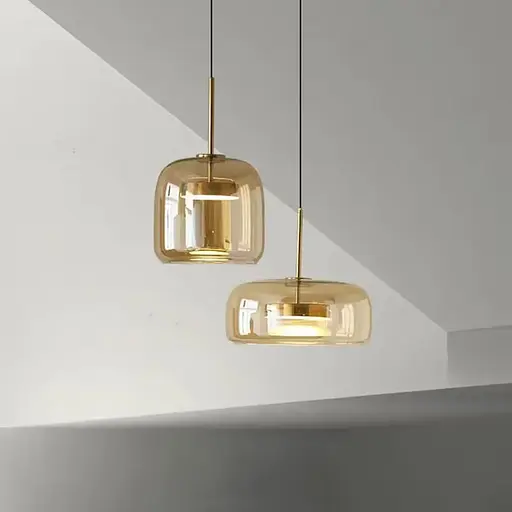 Підвісний світильник BOLLI у латунному корпусі із янтарним плафоном Ø 20х20 см | Line F | Арт. BS12-230 AB+AM - фото 3