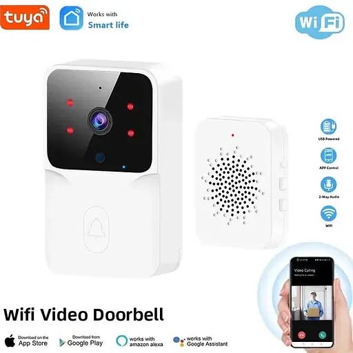 Звонок дверной умный с видеодомофоном и Wi-Fi камерой Белый - фото 3
