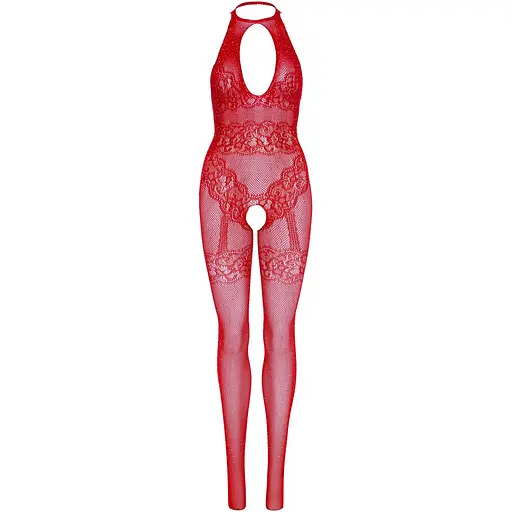 Бодістокінг Leg Avenue RhinestOne Lace and Net Bodystocking Red One Size - фото 4