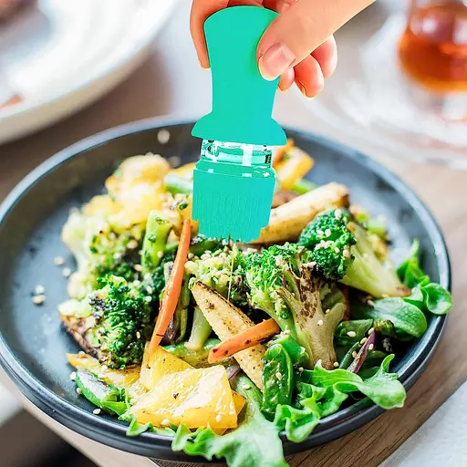 Диспенсер дозатор для масла уксуса соуса стеклянная бутылка с силиконовой щеткой 2в1 630 мл, Danmenqing Бирюзовый 85107 - фото 10