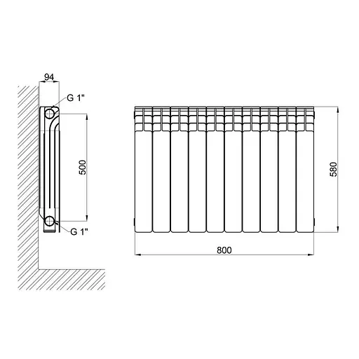 Радіатор алюмінієвий Thermo Alliance V50096A ALL-VULCAN 500/96 - фото 2