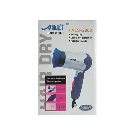 Потужний якісний маленький фен для сушіння укладання волосся AILISI 2803 дорожній фен - фото 2