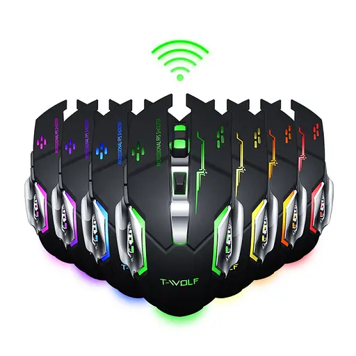 Компьютерная мышь T-Wolf Q13 беспроводная игровая с подсветкой Strip Black Original - фото 4
