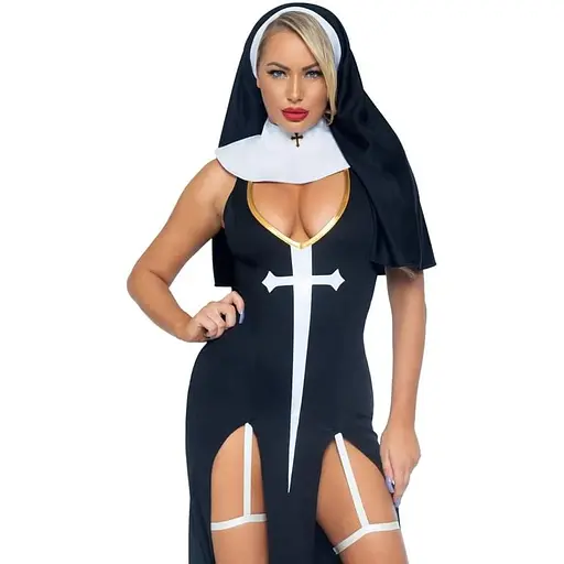 Еротичний костюм Leg Avenue Sultry Sinner S Black/White One size