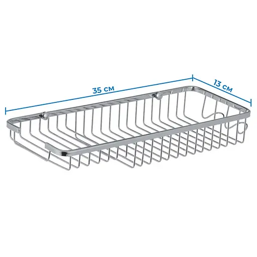 Полка-решетка с мыльницей и 2 крючками ZERIX LR338 (LL1456) - фото 2