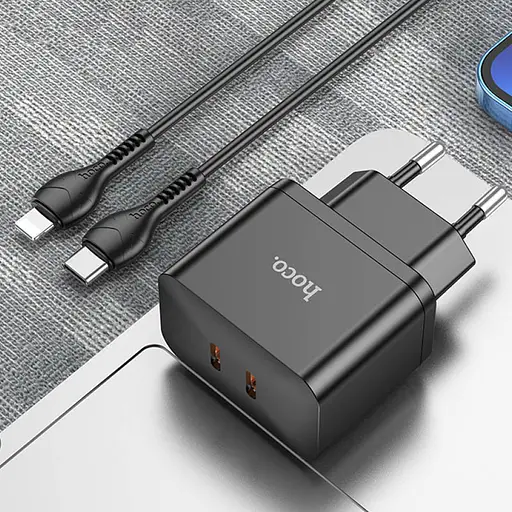 МЗП Hoco N29 PD35W (2USB-C) + кабель Type-C to Lightning Black - фото 4
