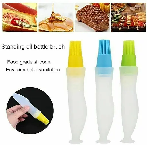 Пензлик кондитерський силіконовий з ємністю для олії маслянка з дозатором 17 см, A-plus Рожевий 86902 - фото 8