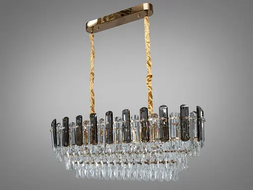 Кришталева люстра овальної форми для вітальні, зали на 8 ламп, золото - фото 2