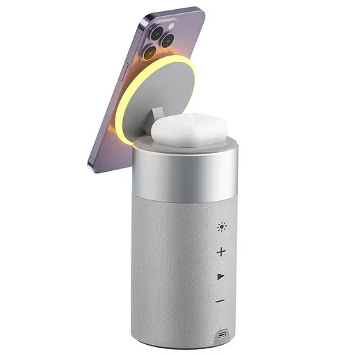 БЗП WIWU Wi-W022 3 in 1 Wireless Charger+Bluetooth Speaker White - фото 3