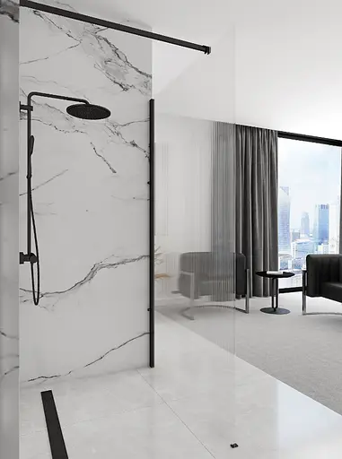 Душова стінка Rea Aero 100 intimo black REA-K4121, прозорий, чорний матовий - фото 5