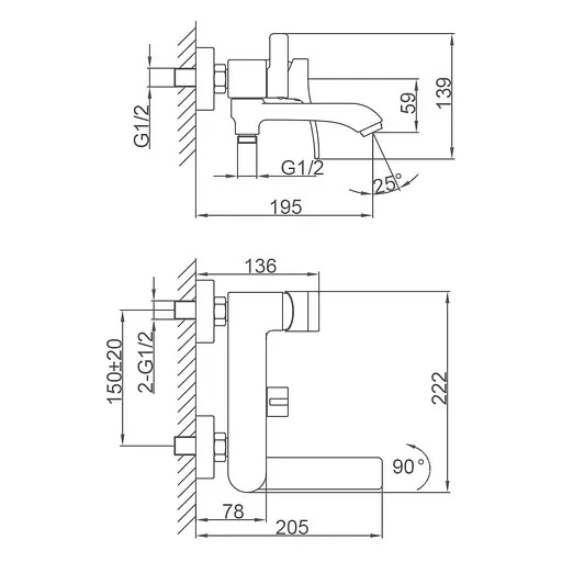 Змішувач для ванни поворотний вилив хром Frap F3275 Чорний матовий - фото 6