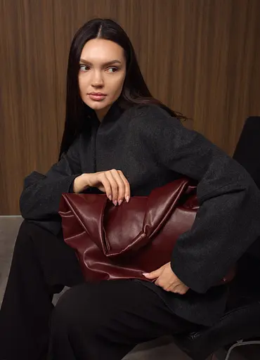 Женская сумка Sambag HOBO L бургунди 34 х 37 х 16 см (53300013) - фото 4