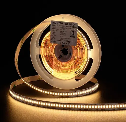 LED Стрічка 19,2W 240LED 3000K 1600LM IP20 24V KLOODI KD2835-240-19.2W-3К-24V - фото 5