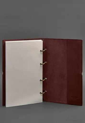 Кожаный блокнот А4 на кольцах (Софт-бук) 9.0 в мягкой обложке красный - фото 5