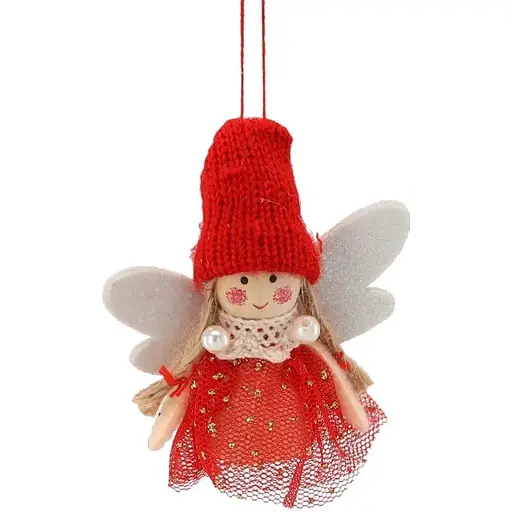 Украшение-подвеска Chomik Фея 6 см красно-бежевая 4 шт. (TIA0133) - фото 4
