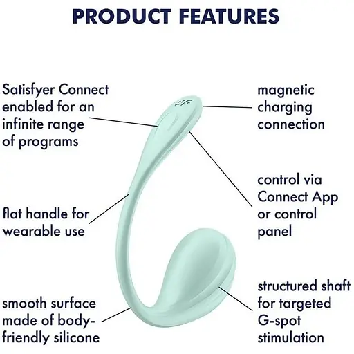Смарт-виброяйцо Satisfyer Smooth Petal Connect App Mint - фото 6