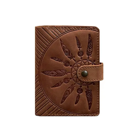 Женская кожаная обложка для паспорта 3.0 Индия коричневая - фото 7