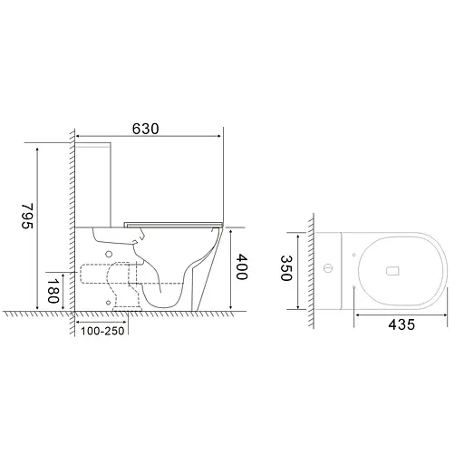 Унитаз-компакт Mixxus Bevel-0407-T1 630x350x795 мм, система смыва Tornado 1.0 MI6690, Белый - фото 4