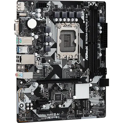 Материнська плата ASRock B760M-HDV/M.2 D4 (1700/B760, 2xDDR4, 1xPCIex16, 4xSATAІІІ, 3xM.2, GLan, 7.1ch, mATX) - фото 2