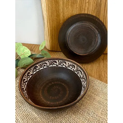 Піала керамічна (глиняна) різьблена Ангоб 500 мл - фото 3