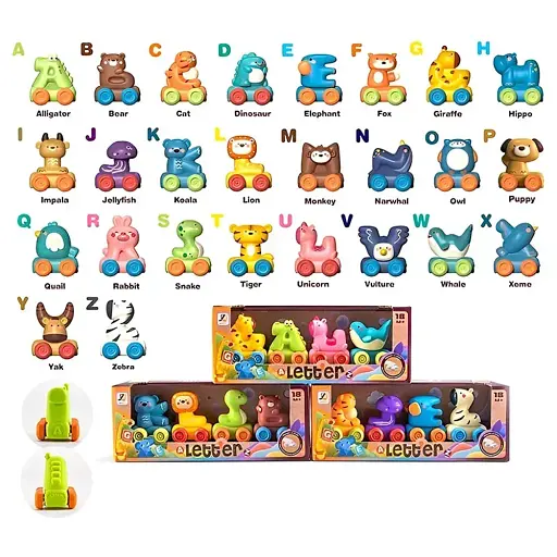 Набор машинок из резины Забавный английский алфавит, 10x27x7 см (В ассортименте) - фото 2
