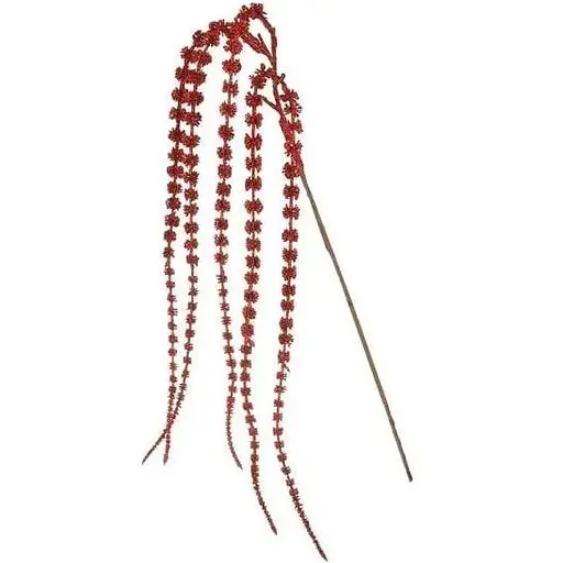 Декоративная искусственная ветка с глитером Красный 83 см - фото 1