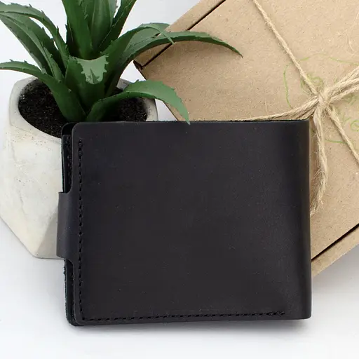 Кошелек мужской кожаный на кнопке Handycover HC0028 черное - фото 3