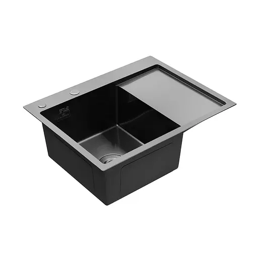 Кухонна мийка Kroner KRP Schwarze - 6350LHM PVD (3.0/1.0 мм) CV031322, Чорний - фото 3
