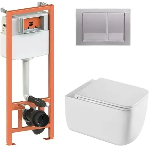 Набір Q-tap Nest 4 в 1 підвісний унітаз Gemini Ultra Quiet 530х365х373 + комплект інсталяції QT2533076EUQW46160 - фото 1