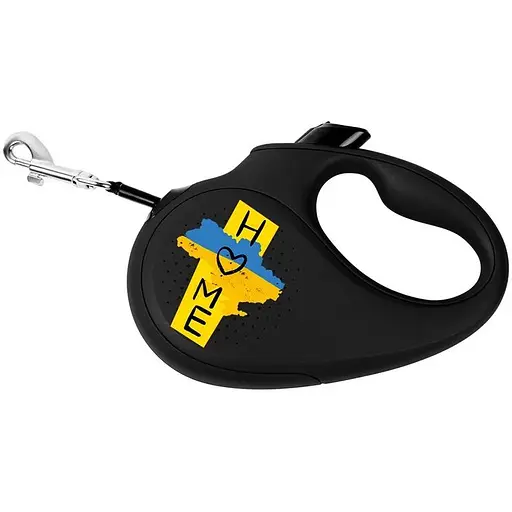Повідець-рулетка для собак Waudog R-leash, малюнок "Дім", S, до 15 кг, 5 м, світловідбиваюча стрічка чорний