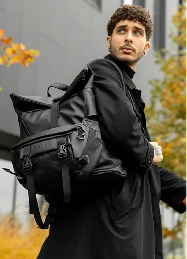 Мужской рюкзак ролл Sambag RollTop Double черный 41 х 27 х 18 см (24330001m) - фото 1