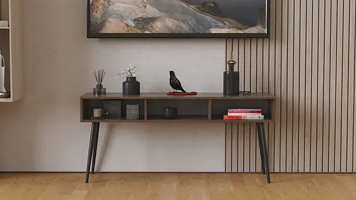 Тумба під телевізор Кентуккі Ferrum-decor 45x139x38 Чорний метал ДСП Дуб Сонома Трюфель 16 мм (FRD-106731)