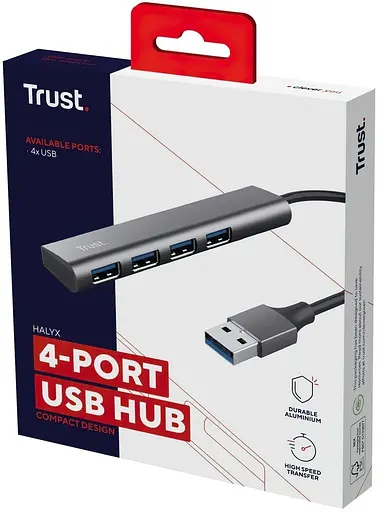 USB-Хаб Trust USB-хаб Halyx 4-Port USB-A 3.2 Grey (24947_TRUST) - фото 4