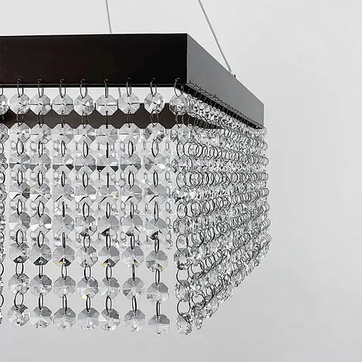 Невероятная хрустальная квадратная люстра с бронзовой обводкой h35 Line.F Диаметр 30см - фото 3