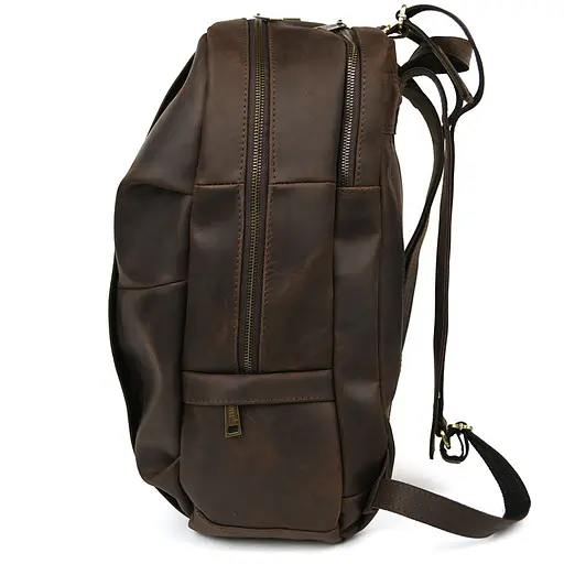 Мужской кожаный городской рюкзак коричневый крейзи хорс TARWA 47х28х18 см sum0028442 - фото 4